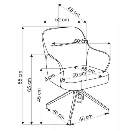 K527 HALMAR Swivel Upholstered Dining Chair in Brown Eco Leather & Beige Fabric with Metal Legs