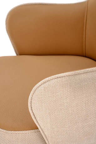 K527 HALMAR Swivel Upholstered Dining Chair in Brown Eco Leather & Beige Fabric with Metal Legs