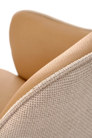 K527 HALMAR Swivel Upholstered Dining Chair in Brown Eco Leather & Beige Fabric with Metal Legs