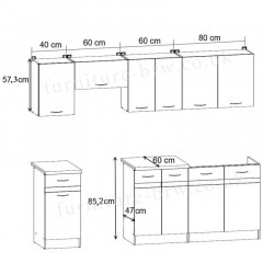 JUNONA LINE 240 ZBL Kitchen Set Sonoma