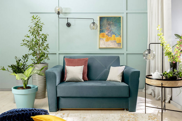 VISSI 2FBK BRW 2 Seater Sofa Bed Blue