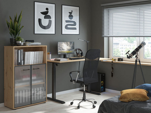 REG2W/120 SPACE OFFICE BRW Glass-Fronted Cabinet