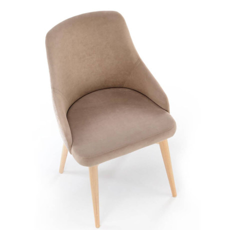 MALAGA HALMAR Swivel Upholstered Wooden Dining Chair in Beige Fabric with Beech Legs