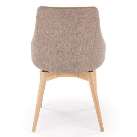 MALAGA HALMAR Swivel Upholstered Wooden Dining Chair in Beige Fabric with Beech Legs