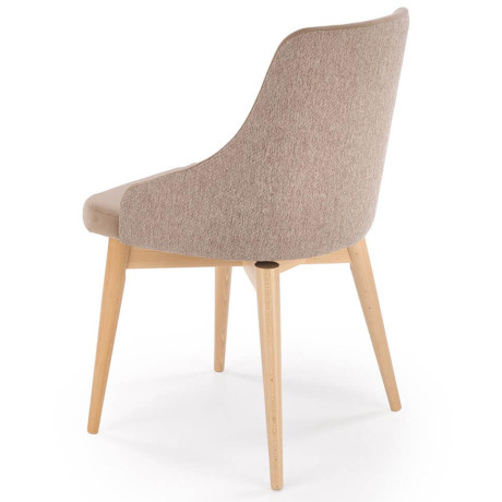 MALAGA HALMAR Swivel Upholstered Wooden Dining Chair in Beige Fabric with Beech Legs