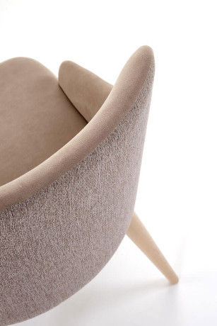 MALAGA HALMAR Swivel Upholstered Wooden Dining Chair in Beige Fabric with Beech Legs