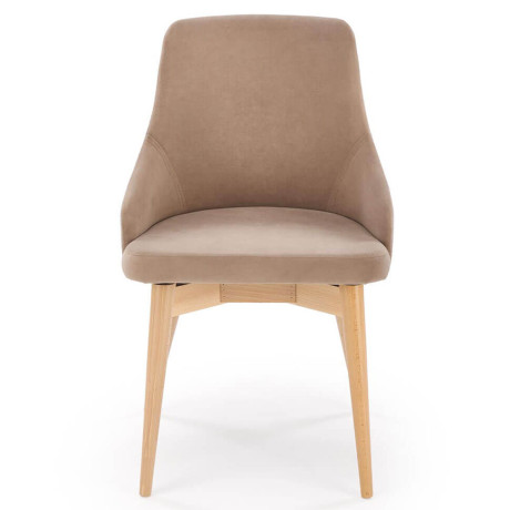 MALAGA HALMAR Swivel Upholstered Wooden Dining Chair in Beige Fabric with Beech Legs