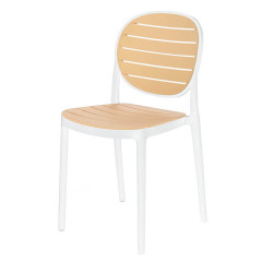 K529 HALMAR Plastic Outdoor Stacking Dining Chair White / Natural