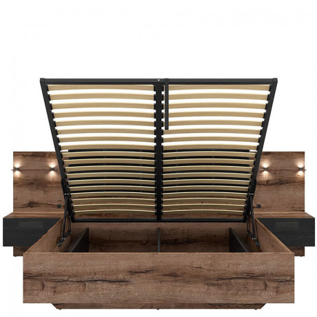 LOZ/160/B KASSEL BRW Bed with Storage and a Lifting Mechanism