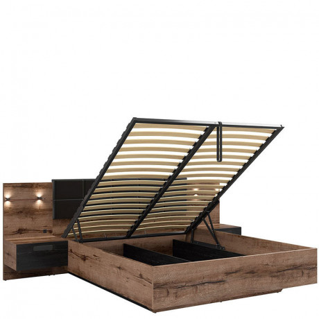 LOZ/160/B KASSEL BRW Bed with Storage and a Lifting Mechanism