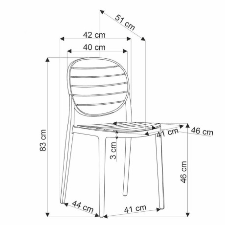 K529 HALMAR Plastic Outdoor Stacking Dining Chair Black / Natural