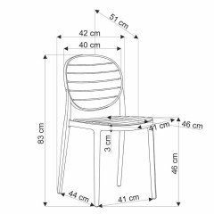 K529 HALMAR Plastic Outdoor Stacking Dining Chair Black / Natural