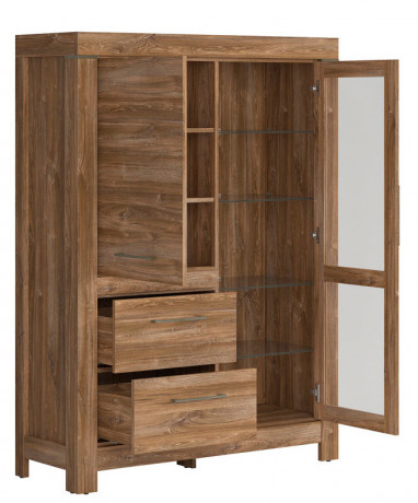 REG1W1D2S/16/12 GENT BRW Glass-Fronted Cabinet
