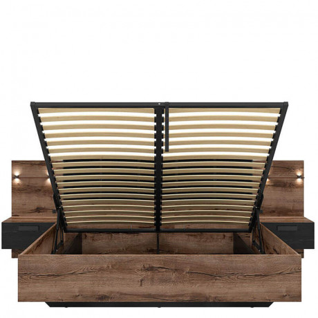 LOZ/180/B KASSEL BRW Bed with Storage and a Lifting Mechanism