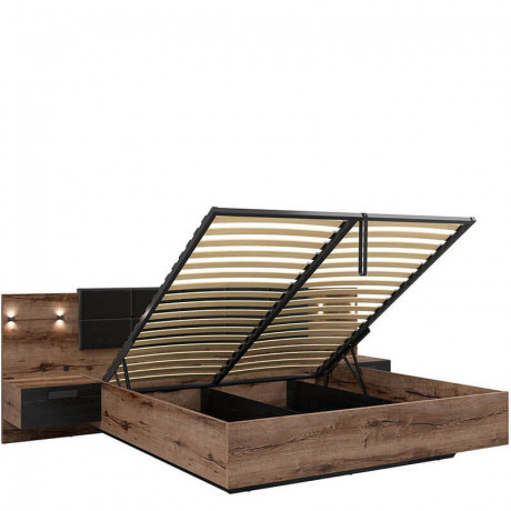 LOZ/180/B KASSEL BRW Bed with Storage and a Lifting Mechanism