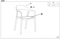 K530 HALMAR Plastic Outdoor Stacking Dining Chair White / Natural with Semicircular Backrest