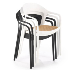 K530 HALMAR Plastic Outdoor Stacking Dining Chair White / Natural with Semicircular Backrest