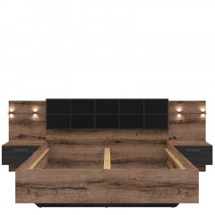 LOZ/160/A KASSEL BRW Bed with Storage and built-in Bedside Tables