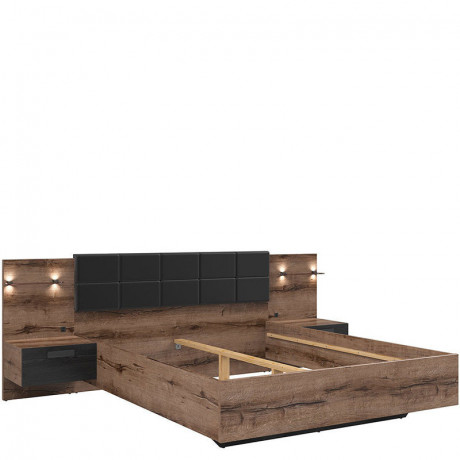 LOZ/160/A KASSEL BRW Bed with Storage and built-in Bedside Tables