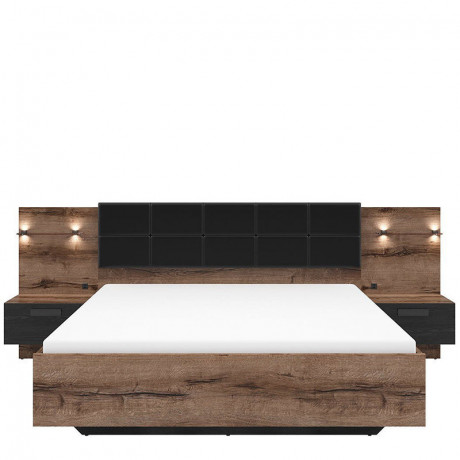 LOZ/160/A KASSEL BRW Bed with Storage and built-in Bedside Tables