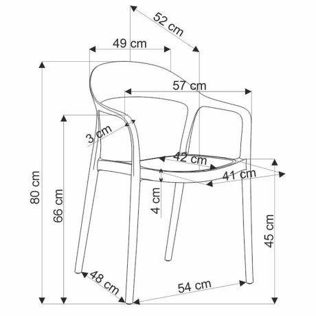 K530 HALMAR Plastic Outdoor Stacking Dining Chair Black / Natural with Semicircular Backrest
