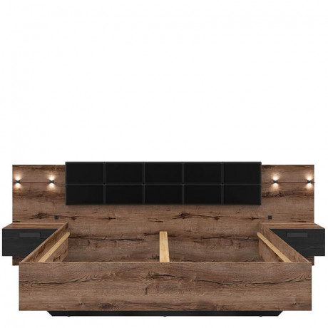 LOZ/180/A KASSEL BRW Bed with Storage and built-in Bedside Tables
