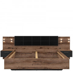 LOZ/180/A KASSEL BRW Bed with Storage and built-in Bedside Tables