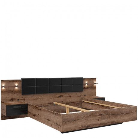 LOZ/180/A KASSEL BRW Bed with Storage and built-in Bedside Tables