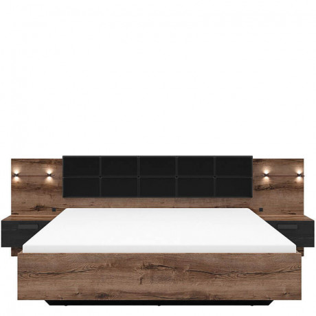 LOZ/180/A KASSEL BRW Bed with Storage and built-in Bedside Tables