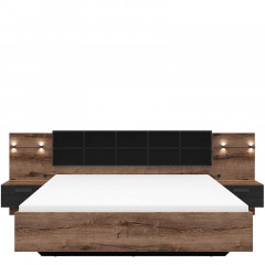 LOZ/180/A KASSEL BRW Bed with Storage and built-in Bedside Tables