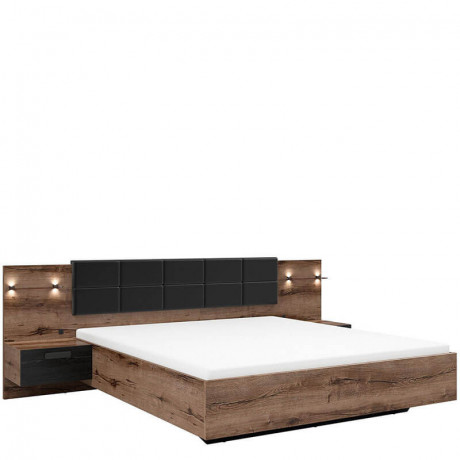 LOZ/180/A KASSEL BRW Bed with Storage and built-in Bedside Tables