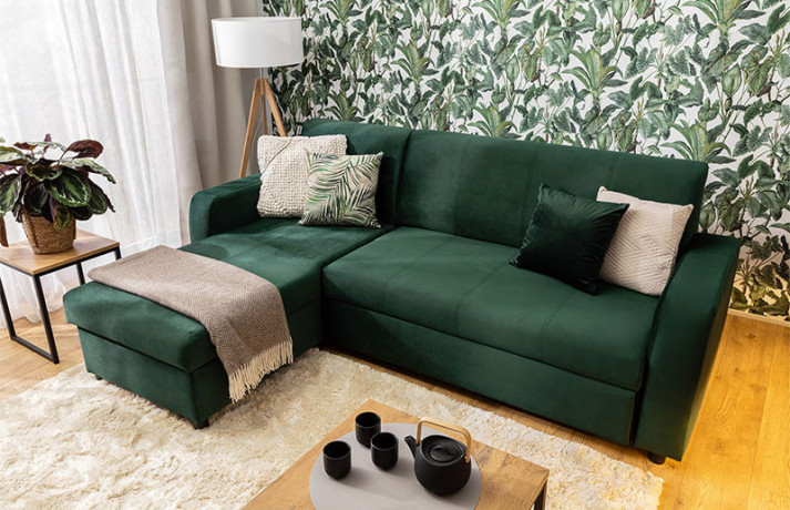 KIRSTEN IV 2F BRW Corner Sofa Bed Green