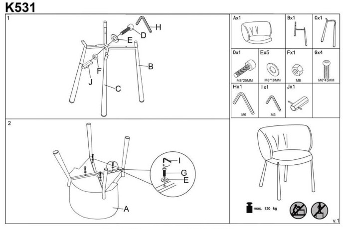 K531 HALMAR Upholstered Dining Chair in Beige Fabric with Semicircular Backrest and  Metal Legs