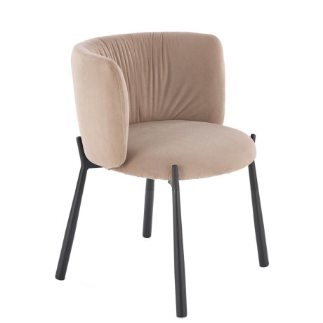 K531 HALMAR Upholstered Dining Chair in Beige Fabric with Semicircular Backrest and  Metal Legs