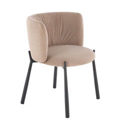 K531 HALMAR Upholstered Dining Chair in Beige Fabric with Semicircular Backrest and Metal Legs