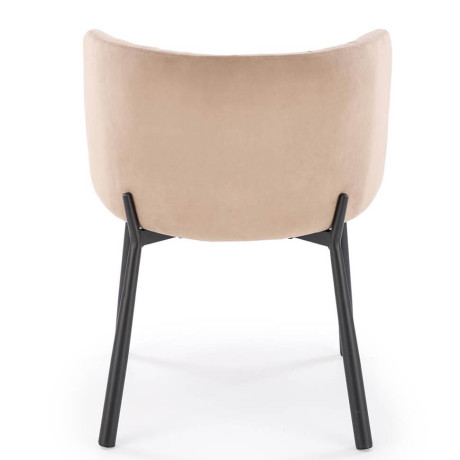 K531 HALMAR Upholstered Dining Chair in Beige Fabric with Semicircular Backrest and  Metal Legs