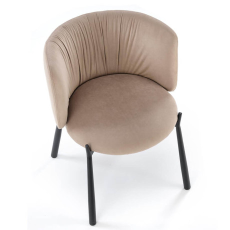 K531 HALMAR Upholstered Dining Chair in Beige Fabric with Semicircular Backrest and  Metal Legs