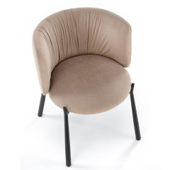 K531 HALMAR Upholstered Dining Chair in Beige Fabric with Semicircular Backrest and Metal Legs