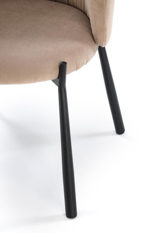 K531 HALMAR Upholstered Dining Chair in Beige Fabric with Semicircular Backrest and  Metal Legs