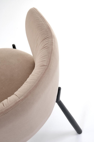 K531 HALMAR Upholstered Dining Chair in Beige Fabric with Semicircular Backrest and  Metal Legs