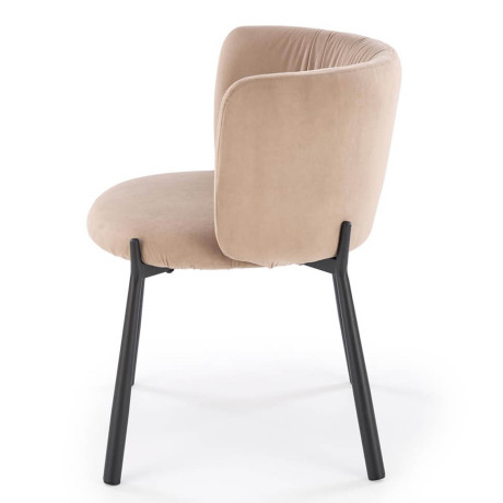 K531 HALMAR Upholstered Dining Chair in Beige Fabric with Semicircular Backrest and  Metal Legs