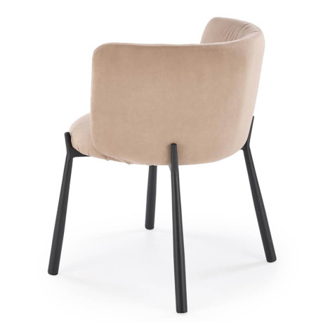 K531 HALMAR Upholstered Dining Chair in Beige Fabric with Semicircular Backrest and  Metal Legs