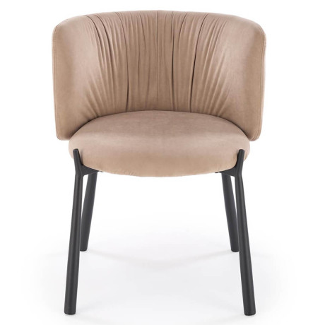 K531 HALMAR Upholstered Dining Chair in Beige Fabric with Semicircular Backrest and  Metal Legs
