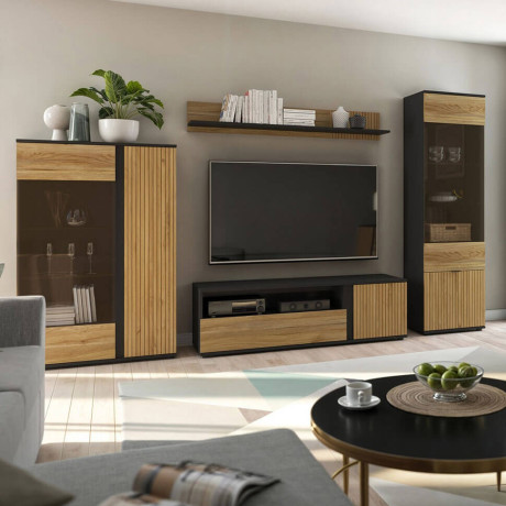 REG1W1D/57 LUEN BRW Glass-Fronted Cabinet