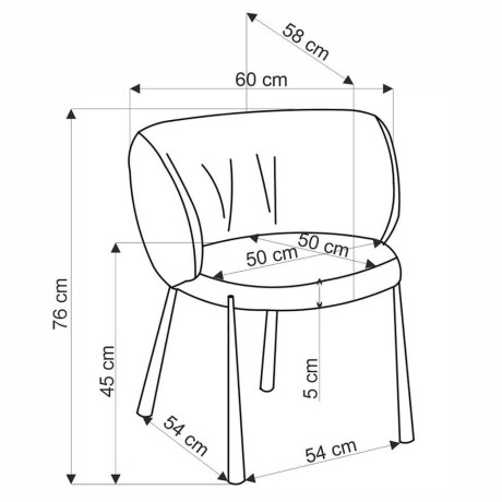 K531 HALMAR Upholstered Dining Chair in Mustard Fabric with Semicircular Backrest and Metal Legs