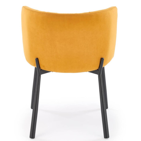 K531 HALMAR Upholstered Dining Chair in Mustard Fabric with Semicircular Backrest and Metal Legs