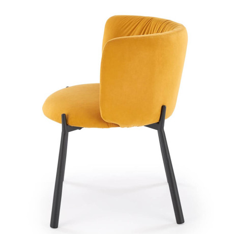 K531 HALMAR Upholstered Dining Chair in Mustard Fabric with Semicircular Backrest and Metal Legs