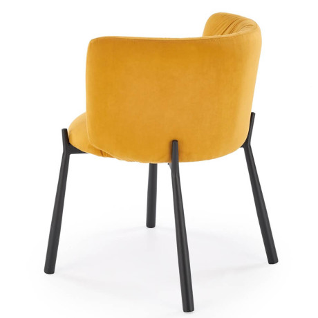 K531 HALMAR Upholstered Dining Chair in Mustard Fabric with Semicircular Backrest and Metal Legs
