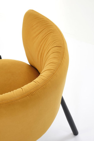 K531 HALMAR Upholstered Dining Chair in Mustard Fabric with Semicircular Backrest and Metal Legs