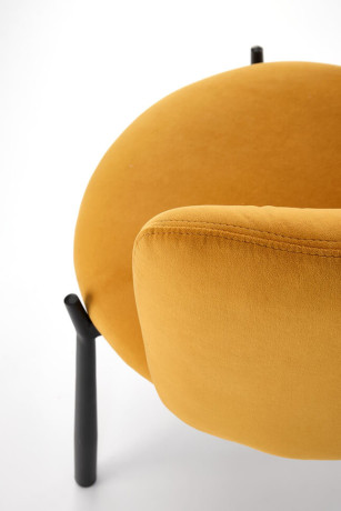 K531 HALMAR Upholstered Dining Chair in Mustard Fabric with Semicircular Backrest and Metal Legs